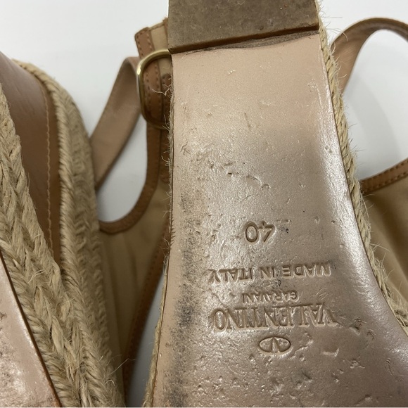 Valentino Garavani Tan Espadrille Wedges with Floral Accent - Picture 14 of 14